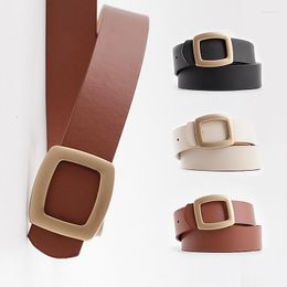 Belts Fashion Square Buckle Women's PU Brand Straps Female Waistband Pin Buckles Fancy Vintage For Jeans Summer Dress Belt Gift