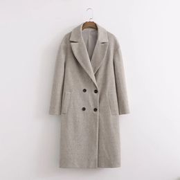 Women's Wool Blends Oversized Double-breasted Casual Faux Coat Autumn Winter Women Outwear Long Sleeve Female en Overcoat 221117