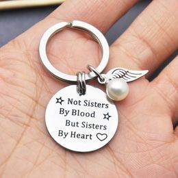 Letter Stainless Steel Key Rings Wing Charm Word Not Sister Keychains Holder for Best Friend Fashion Jewelry Gift