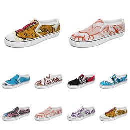 Slip Shoes Anime On Women Canvas Custom Men Cartoon Animal Design Diy Word Black White Blue Red Outdoor Mens Trainer Wo Carto S S Ae Ca s