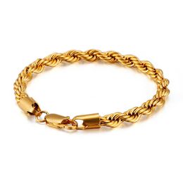 Bracelets Charm Bt vendiendo 18k Gold Pvd Stainls Stainls Twist de la cadena de cuerda para mujeres Hombres
