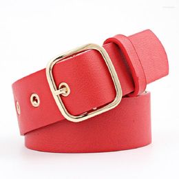 Belts 2022 Design Black Red White Wide Faux Leather Belt Waistband Female Vintage Square Pin Buckle Waist For Women Dresses