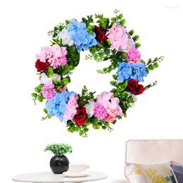 Decorative Flowers 17.7 Inch Farmhouse Wreaths For Spring Summer Colourful Front Door Decor Artificial Blooms Indoor Outdoor