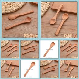 Spoons 12 7X3Cm Wooden Spoon Ice Cream Honey Spoons Baby Kitchen Using Small Scoop Drop Delivery Home Garden Dining Bar Flatware Dhedq