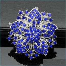 Pins Brooches Diamond Brooch Crystal Flowers Bauhinia Brooches Pins Boutonniere Stick Cors Scarf Clips Wedding Fashion Jewellery Drop Dhpzh