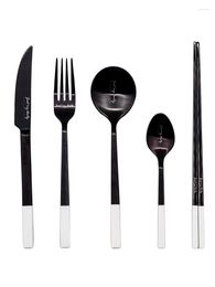 Dinnerware Sets Steak Personalized Vintage Black Cutlery Travel Simple Utensil Set Stainless Steel Western Tableware BK50DC