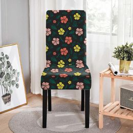 Chair Covers Stretch Cover For Dining Room Resterant Flower Plants Pattern Elastic Office High Back Protector
