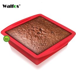 Baking Moulds WALFOS Food Grade Brownie Pan Non-Stick Square Silicone Cake Mold s Mould Bread Bakeware DIY Tools 221118