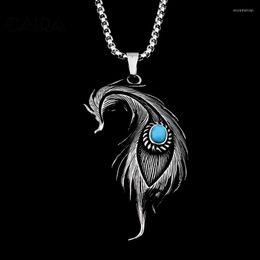 Pendant Necklaces 2022 Arrical Vintage Punk 316 Stainless Steel Popcorn Chain Peacock Feather Necklace Women CAGF0075