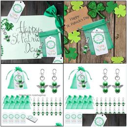 Gift Wrap Gift Wrap St. Patricks Day Guardian Angel Wings Keychain Party Pendant Key Chain Hooks With Green Candy Bag Irish Holiday Dhwo5