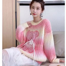 Women's Sweaters 2022 Women Autumn Striped Knitted Pullover Long Sleeve O-neck Cute Panda Printed Winter Pull Jumpers Female Lovely Top