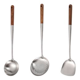 Cookware Parts 304 Stainless Steel Turner Soup Spoon Ladle Strainer Colander Long Handle Kitchen Utensils Cooking Tools 221118