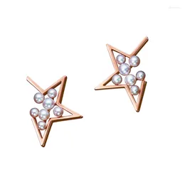 Stud Earrings MANI E PIEDI 2022 Trend Pearl And Star Pendant Necklace With Earring For Women Rose Gold Designer Jewellery Set Korean