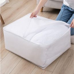 Clothing Storage Foldable Quilt Bag Waterproof Clothes Pillow Closet Organizer Dustproof Wardrobe Sorting Bags White