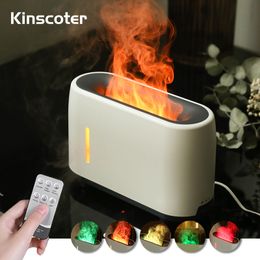 Essential Oils Diffusers Kinscoter 240ml Flame Humidifier Oil Aroma Diffuser With Remote Control RGB Colour Lighting Simulation Fire Effect 221118