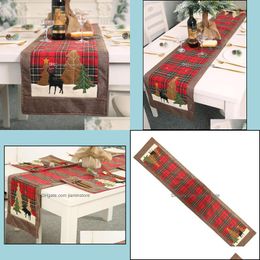 Christmas Decorations Happy Christams Placemats Grid Tree Table Mat Artificial Christmas Decorations Kitchen Ornaments Drop Delivery Dhiff