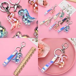 Creative Cartoon Cute Dinosaur Doll Keychains Acrylic Animal Charm Pendant Pair Car Keychain Bag Pendants Keyirng Gifts