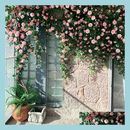 Decorative Flowers Wreaths Artificial Peony Rattan Tea Rose False Flower Wedding Home Party Decorative Drop Delivery Garden Festiv Dhopz