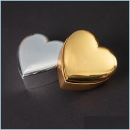 Storage Boxes Bins Metal Heart Shaped Jewellery Box Gift Wrap Valentines Day Gifts Storage Ring Boxes Fashion Desktop Decoration Dro Dhjgs