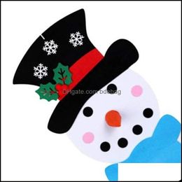 Other Festive Party Supplies Diy Felt Festives Christmas Snowman Ornaments Door Wall Hanging Decoration Supply Handmade Home Gift Dhgft