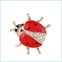 Pins Brooches Gold Crystal Ladybird Brooch Pins Enamel Insect Brooches Pin Cor Fashion Jewellery For Men Women Gift Drop Delivery Dh5Ms