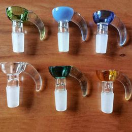 Smoking Colourful Pyrex Thick Glass Horn Handle 10MM 14MM 18MM Male Joint Replacement Bowls Herb Tobacco Oil Philtre WaterPipe Bong Hookah DownStem Holder DHL