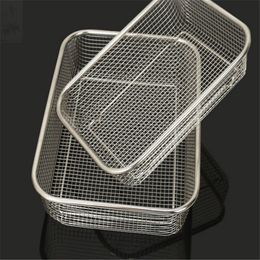 Storage Baskets square thick Stainless Steel Rectangle Vegetable Fruit Washing Kitchen Utensil Colander Sink Wash Basket For The 221118
