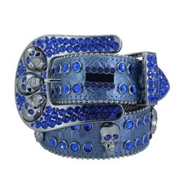 Rhinestone Belt Designer Belts BB Belts For Men Women Classic BB Top Waistband Skull Buckle Womens Cintura Ceintures Blue 22111705R