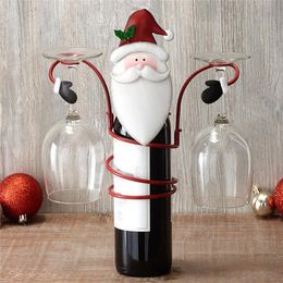 Tabletop Wine Racks Christmas Decoration Year Bottle Glass Holders Organiser Rack Desktop For Home Holiday Display Stand Gifts 221118