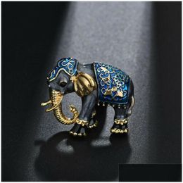 Pins Brooches Pins Brooches Arrival Lovely Blue Texture Enamel Elephant Shape Brooch Crystal For Women Kids Scarf Clothes Jewellery D Dhtvw