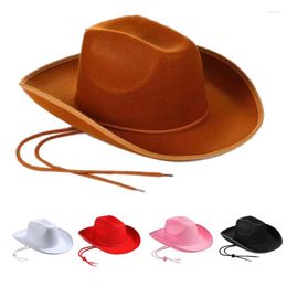 Berets Vintage Wedding Cowboy Hat Western Style Large Brim Hats Fedora Felt Jazz Accessory Wide Curve R7RF