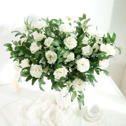 Decorative Flowers 66cm Artificial Rose Silk Flower Bouquet 3 Head For Wedding Home Decor Accessories Party Garden