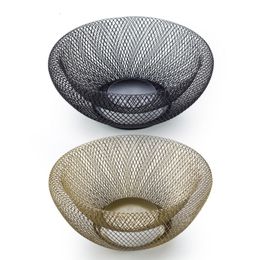 Storage Baskets Hand-woven Iron Wire Hollow Fruit Vegetable Basket Round Elegant Picnic Tray Food Bread Dishes Multipurpose Drying M6CE 221118