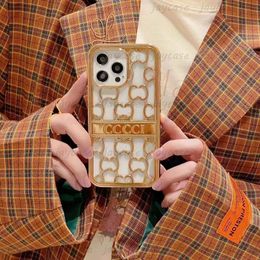 Fashion Gold Frame Designer Phone Cases For Iphone 14 Pro Max Plus 13 12 11 Luxury Hollow Out Silver Letter G Case Shockproof Cover New