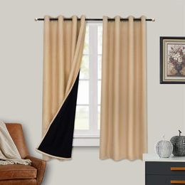 Curtain Blackout Curtains For Living Room Bedroom Thermal Insulated Window With Black Liner Blinds Ready Made