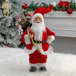 Christmas Decorations 30cm Red Standing Posture Gift Santa Claus Doll Oranments Xmas Pendants Merry Decor For Home Kids Naviidad Presents 221117