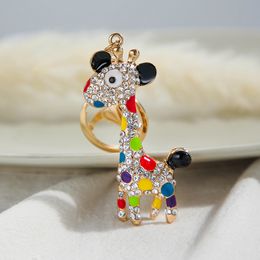 Rhinestone Cute Cartoon Sika Deer Keychain Pendant Fashion Jewelry Diamond Set Bag Keychains Accessories Gift
