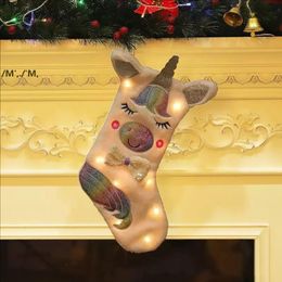 Sequins Unicorn Large Christmas Stocking Decorations Colour Cloth Pendant Opp Packing Gift Bag Fashion With Various Pattern BBC480