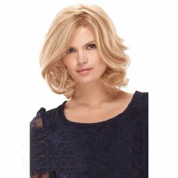 Women's Wigs Female Short Oblique Bangs Golden Long Curly Hair Hand Wrapped Wavy Curl