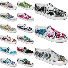 Custom Shoes Slip-on Canvas Shoe Customised Sneakers Men Women Blue Red Green Classic Custom Comfortable Low Platform Sneaker color59