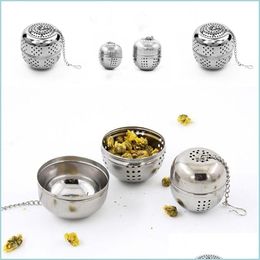 Tea Infusers Stainless Steel Egg Shaped Tea Balls Infuser Mesh Philtre Strainer Locking Loose Leaf Spice Ball With Rope Chain Hook 44 Dhcal