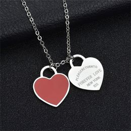 New Style initial pendant Stainless Steel Fashion Double heart Necklace Heart-Shaped Pendant Love Necklaces For Women's Party Wedding Gifts Wholesale Jewellery
