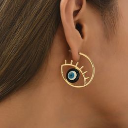 S3333 Fashion Jewelry Dangle C-shape Evil Eye Earrings For Women Blue Eye Stud Earrings