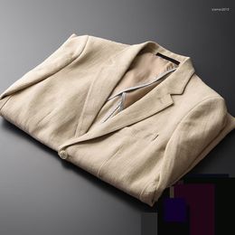 Men's Suits Male Arrivla Fashion Youth Spring Cotton Linen Suit Slim Natural Ramie Men Khaki Casual Jacket High Quality Plus Size M--4XL