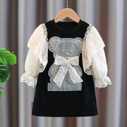 Girls Dresses Lace for Clothes Toddler Kids Cute Bear Dress Baby Clothing Children Vestidos Spring Costume 1 2 3 4 5 6 7 8 Years 221117