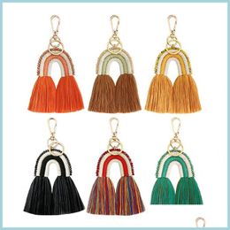 Party Favour Rainbow Pendant Key Chain Party Favour Arts And Crafts Tassels Bag Ring Fashion Colorf Bags Decoration Drop Delivery Home Dhyn6