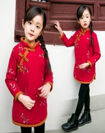 2018 Abiti per ragazze di Capodanno in stile cinese 2018 Abito Cheongsam Autunno Inverno Autunno Abbigliamento per bambini vestiti Spesso Baby Clothin6501450