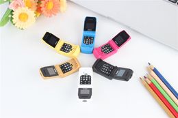Cell Phones Mini Flip Phone Spare Small Phone Personality Creative Card Bluetooth Mobilephone For the Elderly Student Gift With Retail Box