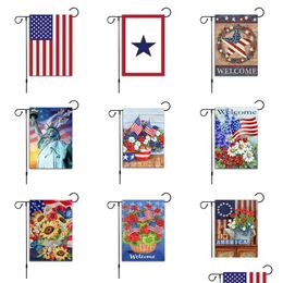 Banner Flags 30X45Cm Us Independence Day Flag Garden Decorative Banner Flags American Stars And Stripes Home Decoration Jy 4Th Decor Dh3K2