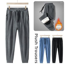Men's Pants Mens Double Side Fleece Lined Velvet Joggers Thick Thermal Trousers Winter Warm Elastic Casual Sweatpants